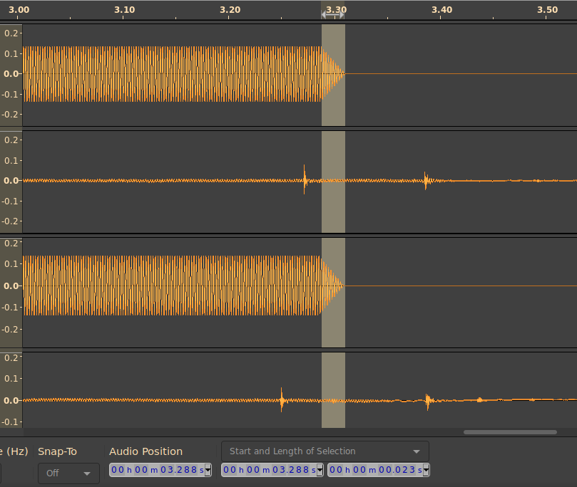 Screenshot of audacity showing the fade out